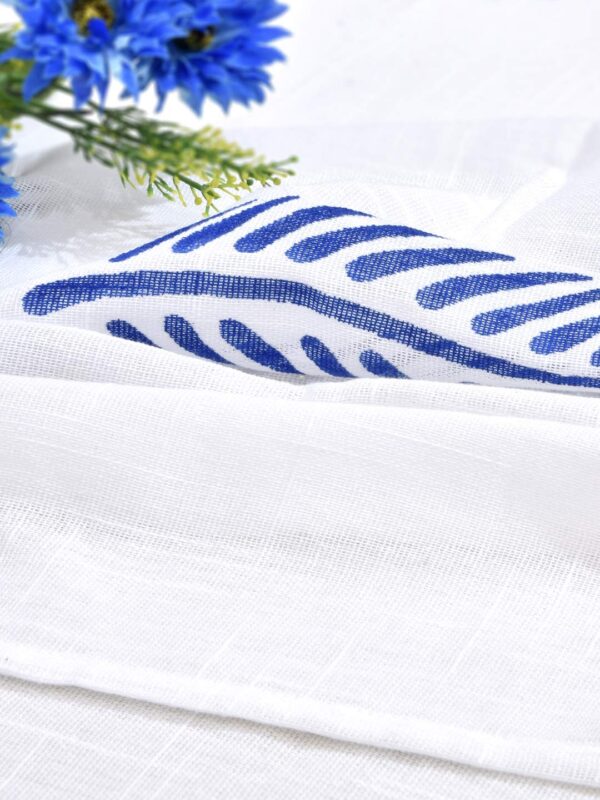 Cotton Linen Solid Sheer Curtain Set with Eyelet Rings, Non Blackout 7 ft Long Door Curtain, Set of 2 Blue Leaf Curtains (4.5ft x7ft) - Image 2