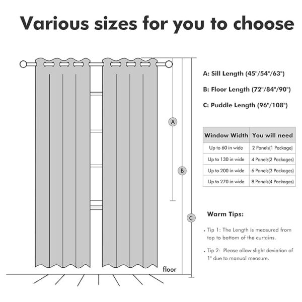 Blackout Door Curtains 7 Feet Set of 2 - Thermal Insulated | Curtain for Living Room | Drapes for Bedroom | (7 Feet, Grey) - Image 3