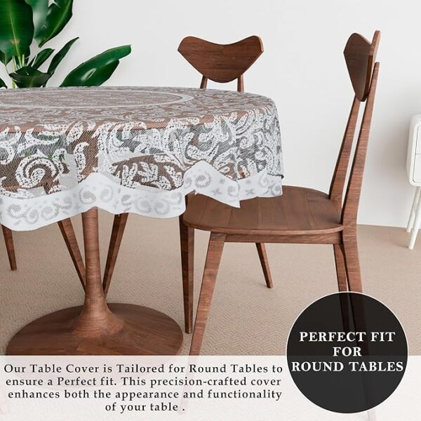 Cotton Round Table Cover | 40x40 Inch | Tabletop Cover | Net Table Cloth for Round Tables | Coffee Table Cover | Kitchen Tablecloth - Image 2