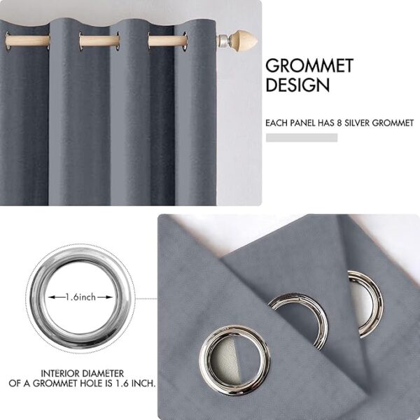 Blackout Door Curtains 7 Feet Set of 2 - Thermal Insulated | Curtain for Living Room | Drapes for Bedroom | (7 Feet, Grey) - Image 4
