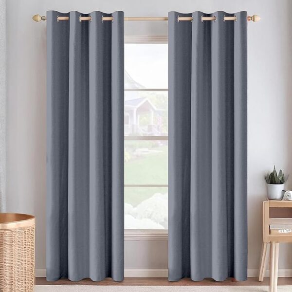 Blackout Door Curtains 7 Feet Set of 2 - Thermal Insulated | Curtain for Living Room | Drapes for Bedroom | (7 Feet, Grey)