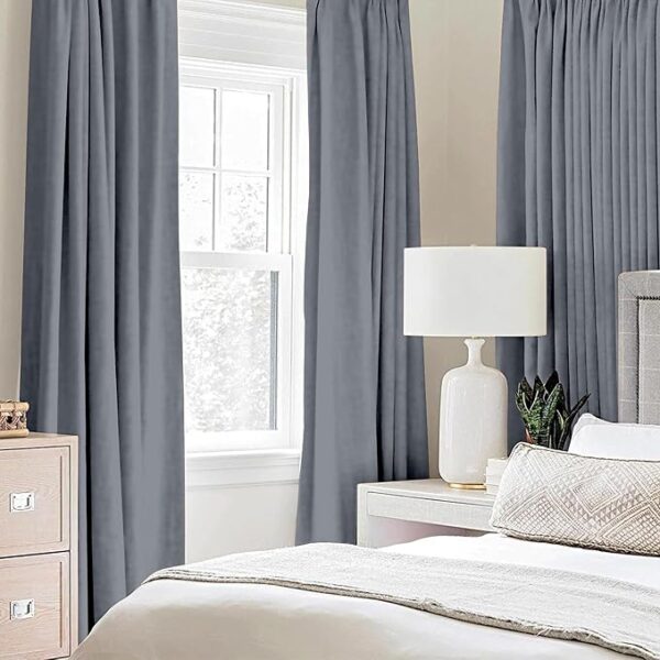 Blackout Door Curtains 7 Feet Set of 2 - Thermal Insulated | Curtain for Living Room | Drapes for Bedroom | (7 Feet, Grey) - Image 2