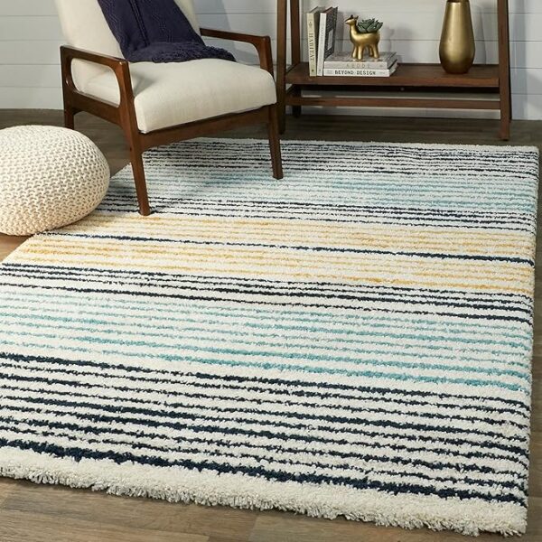 Super Soft Microfiber Silk Touch Handwoven Rectangular Rugs With 2 Inch Pile Height 4X6 Feet , Sky-Blue