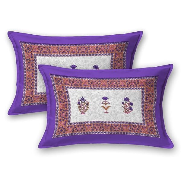 Pure Cotton Bedsheets for Double Bed - 180 TC King Size Bedsheet with 2 Pillow Covers (7.3 ft x 8.8 ft) (Double, BR- Purple) - Image 2